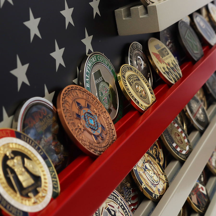 Large Red Line Coin Display