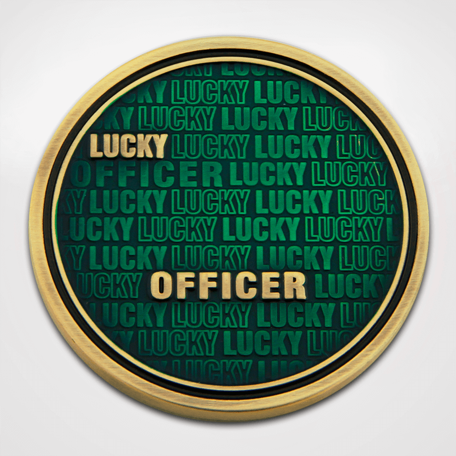 Lucky Police Officer Coin - Back Lucky Green